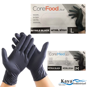 Coremed Pudrasız Nitril Eldiven Siyah 100'lü