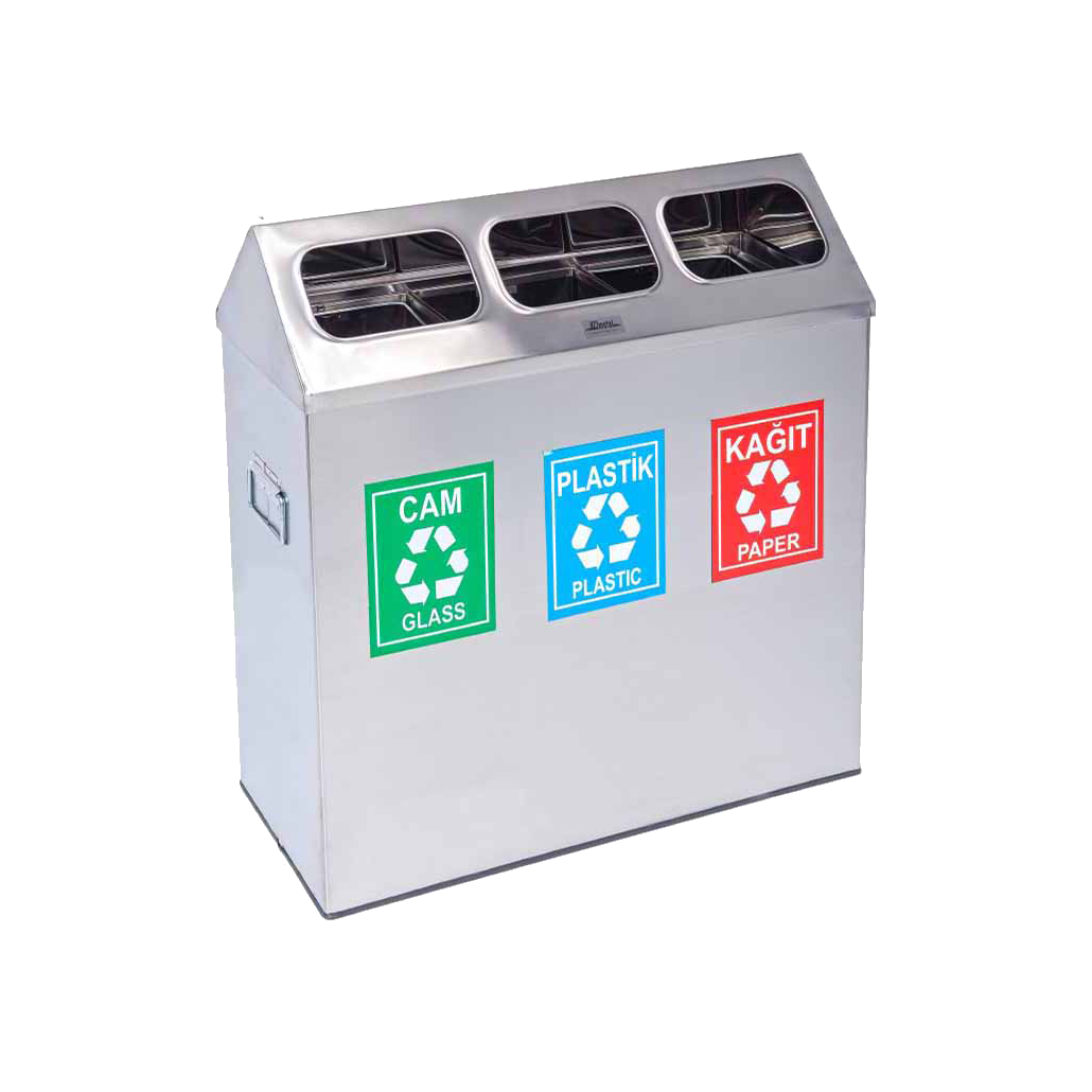 2514 Krom 430 Kalite 3'lü Sıfır Atık Kovası