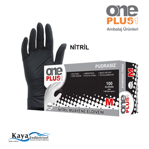 One Plus Nitril SİYAH Eldiven 100 lü