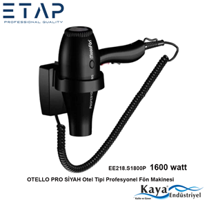 OTELLO PRO SİYAH Otel Tipi Profesyonel Fön Makinesi