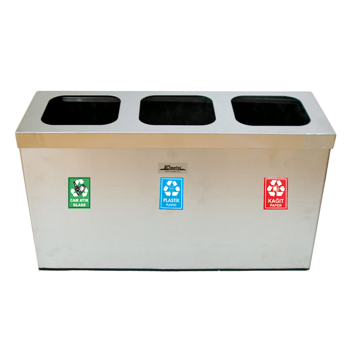 1816 Krom 430 kalite 3'lü sıfır Atık Kovası